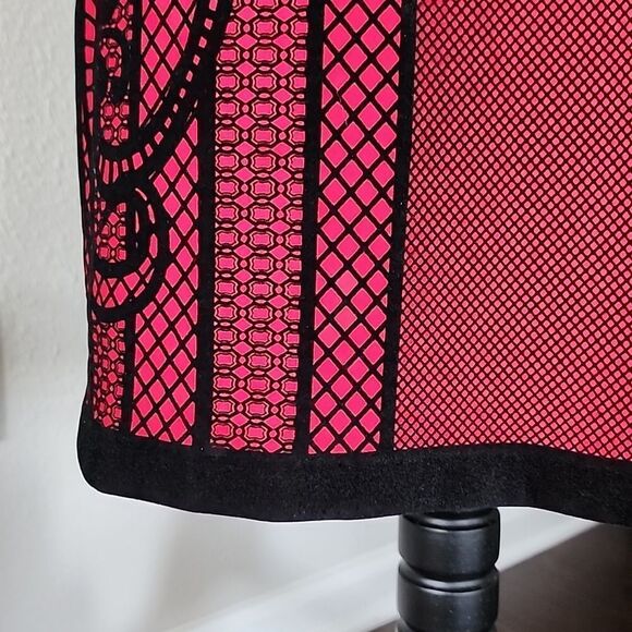 Worthington Midi Dress Red/ Black Velvet Lace Print - Picture 15 of 16